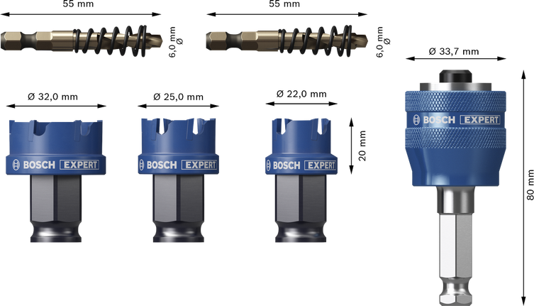 Bosch EXPERT 鈑金動力更換加孔鋸套裝，6 件。.